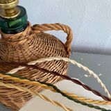 Glass lamp, braided fabric cable, new lampshade