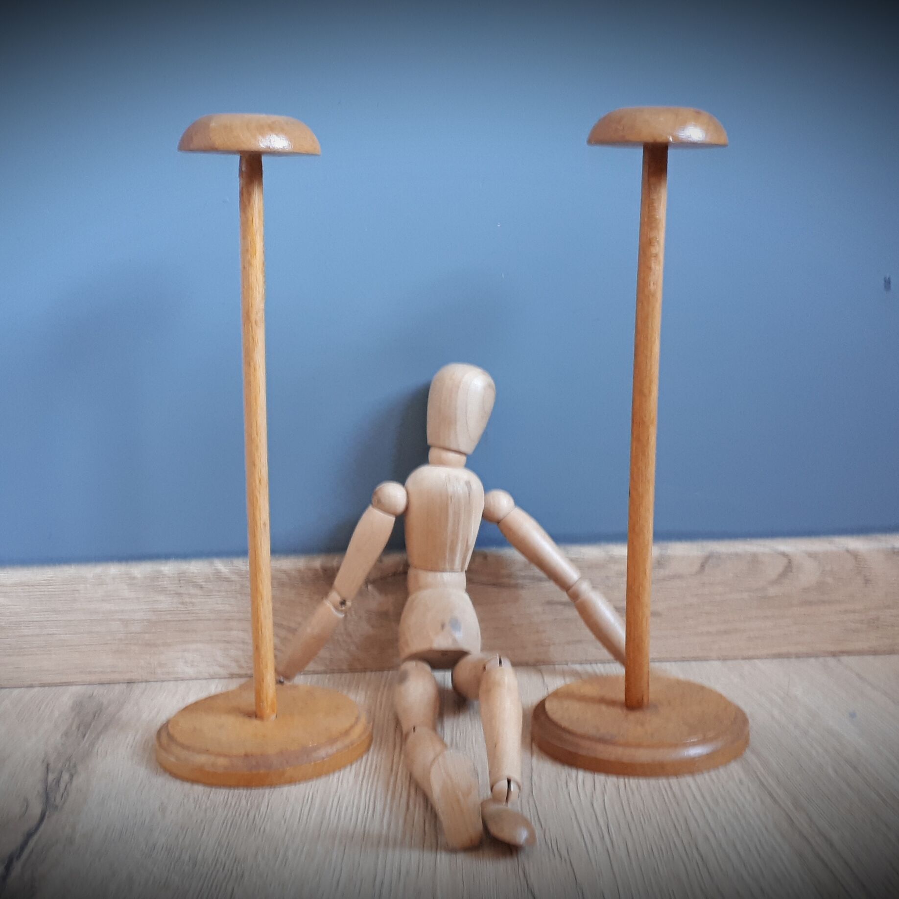 Solid wooden hat-wear duo