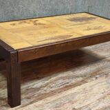 Framed marquetry panel – Old urban scene – 73 x 55 cm