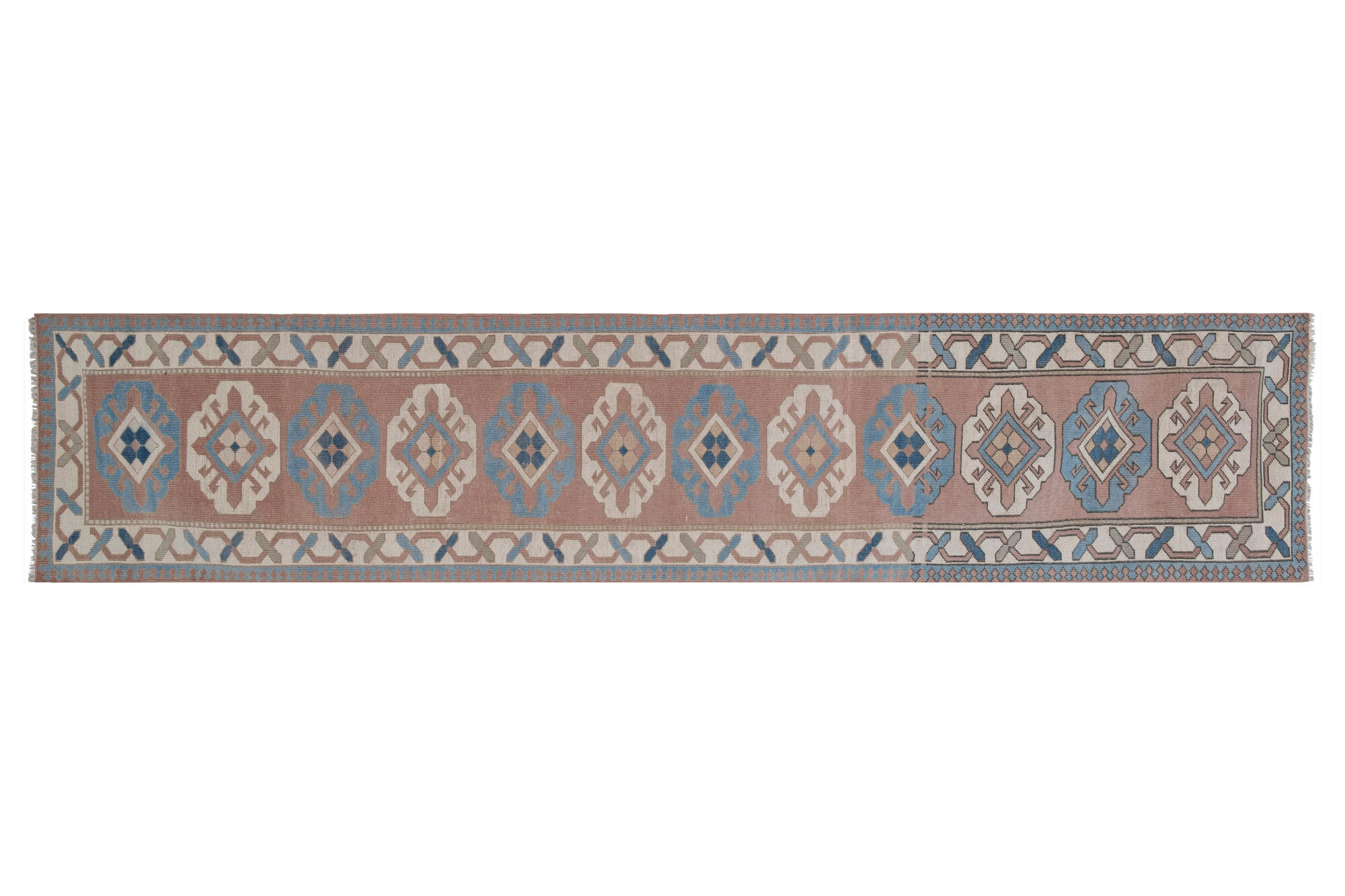 Vintage anatolian oushak kars runner rug 80 x 380 cm