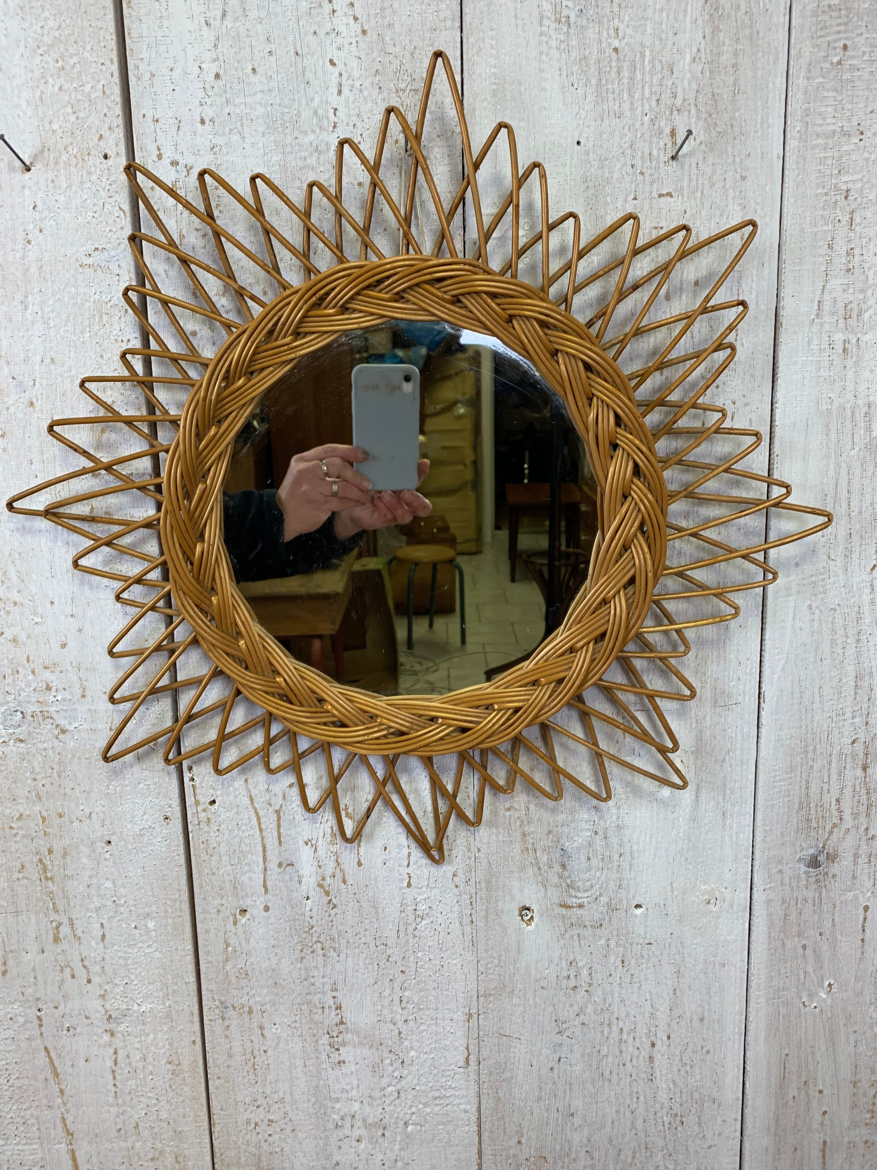 Wicker sun mirror