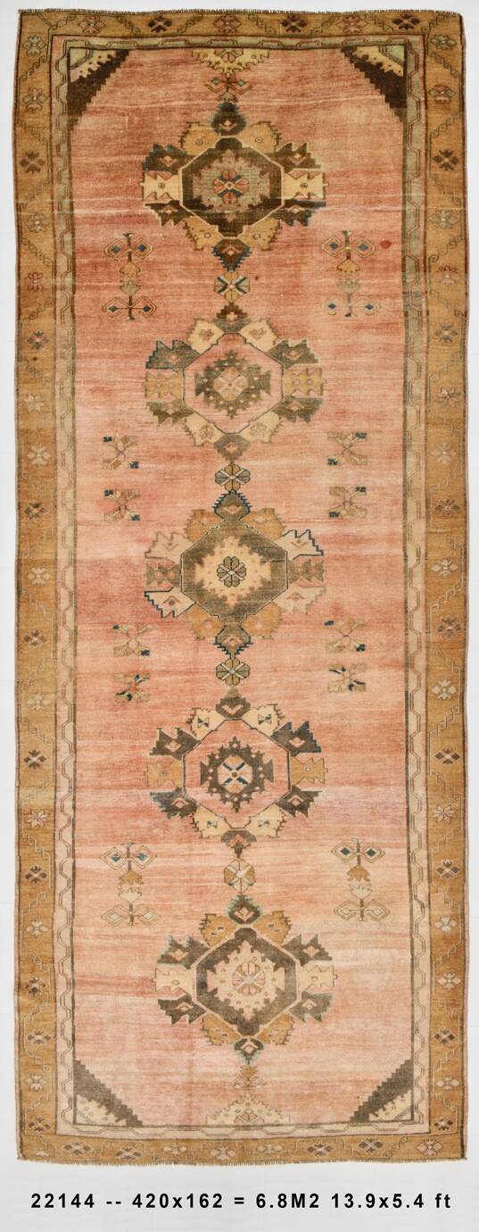 5x14 Long Wide Vintage Runner Rug, 162x420Cm