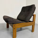 Lot of 2 adjustable wooden fabric chairs, Scandinavian design, vintage 1970s.