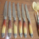 12 old knives and salad cutlery
