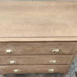 Old three-drawer chest of drawers in raw oak