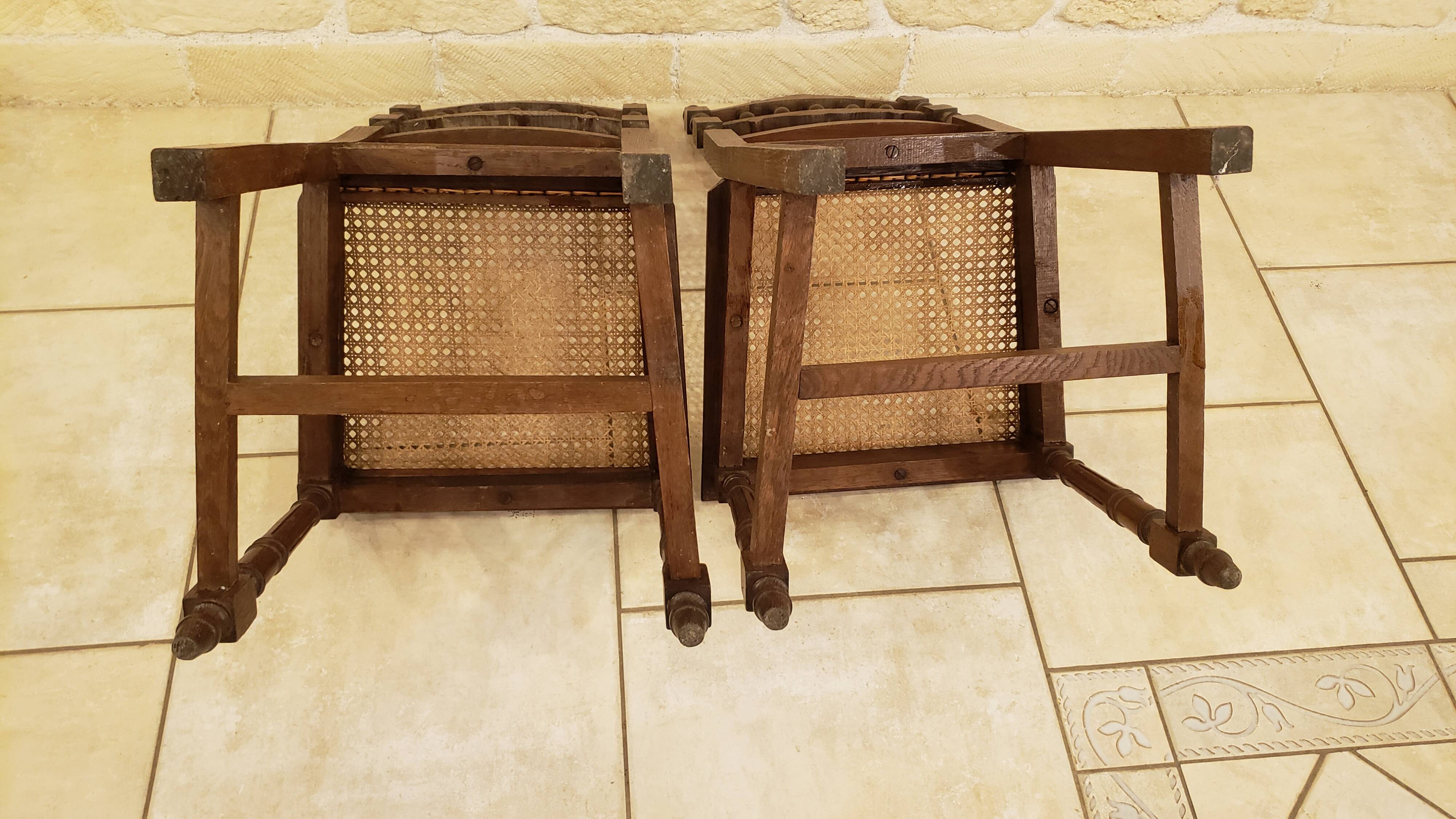 2 solid wood art deco chairs