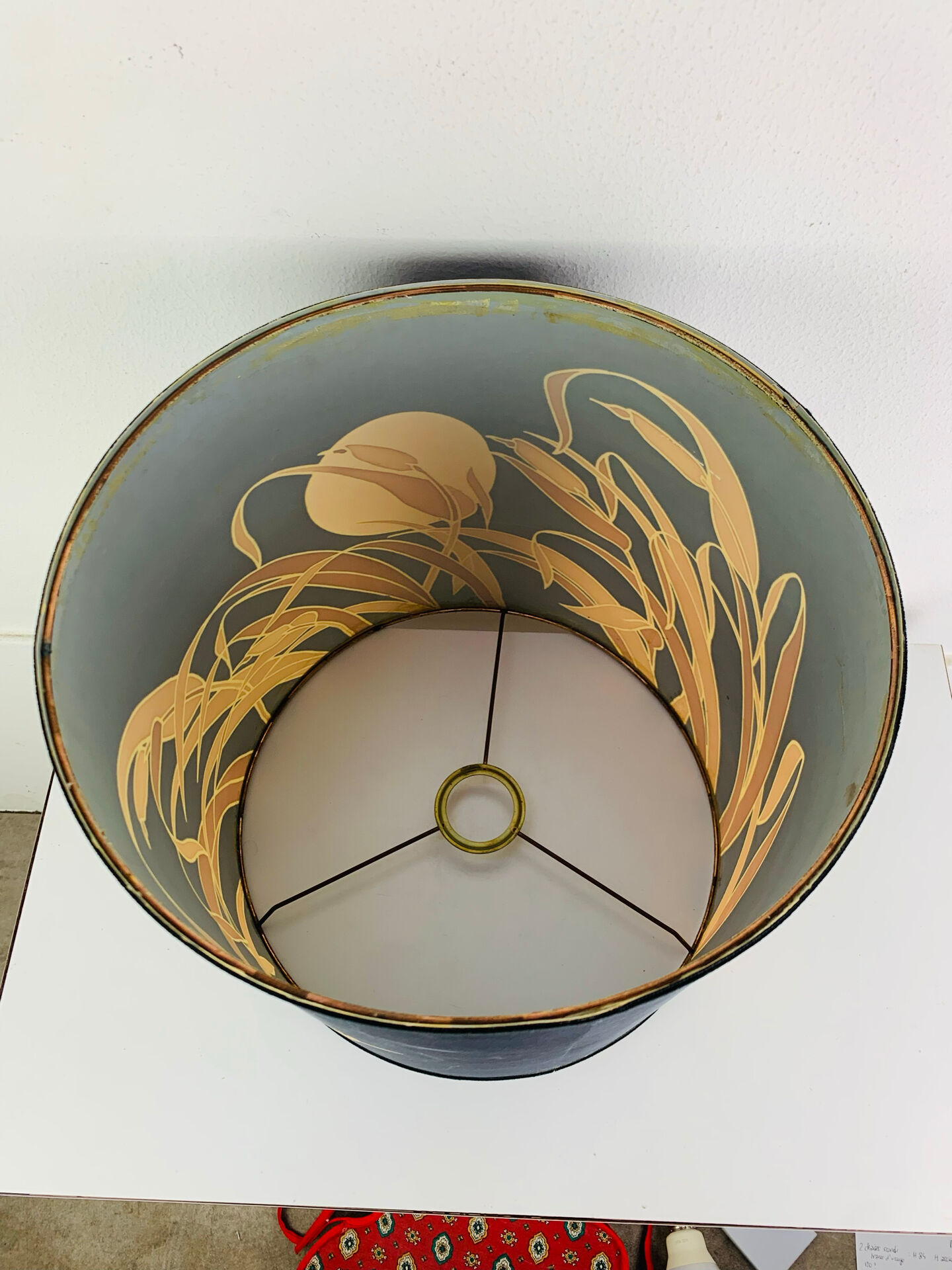 "Fig" lamp, black ceramic and silk shade, 1960s.