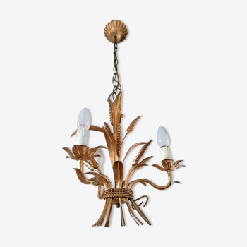 Chandelier gold metal 3 fires decorating ears of wheat