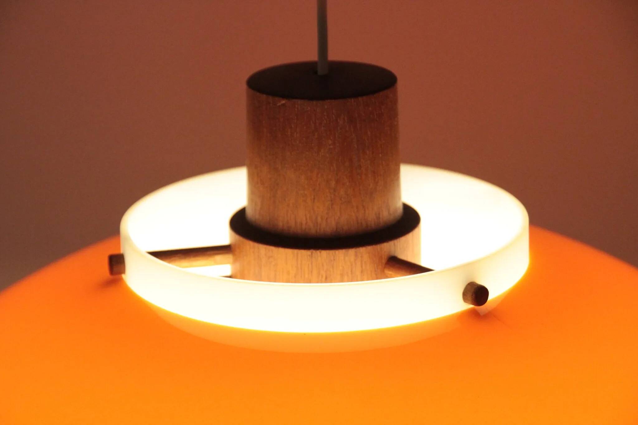 Pendant Lamp – Plastic and Teak, Model 549 – Uno & Östen Kristiansson for Luxus Vittsjö, Sweden, 1960s