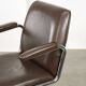 Mid-Century Italian Brown Leather Swivel Chair