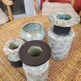 Set of 4 signed enameled vases