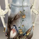 Pair of paris porcelain vases with bird decorations