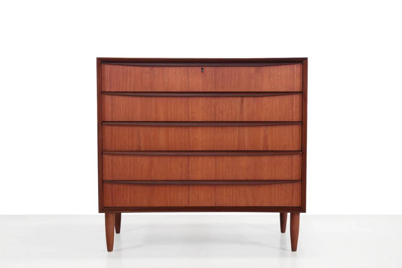 Vintage Danish design wide chest of drawers in teak