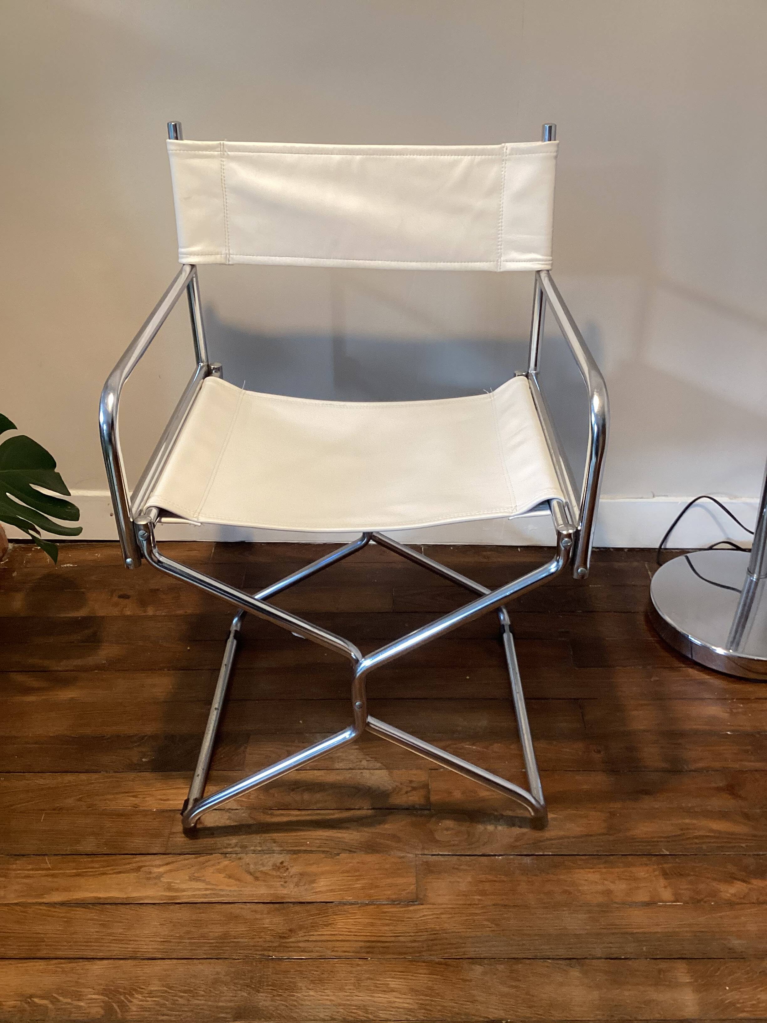 Vintage 1970s leather director's chair