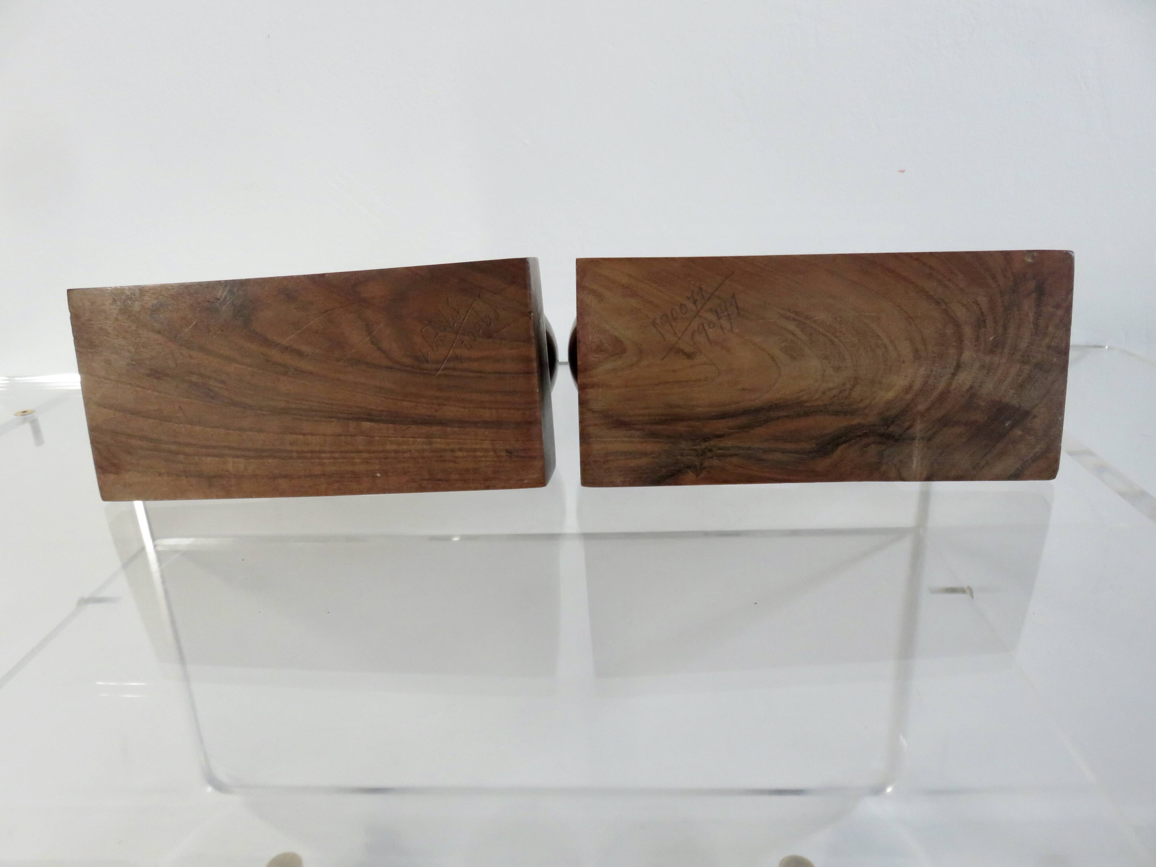 Pair of art deco walnut bookends, 1930s-40s