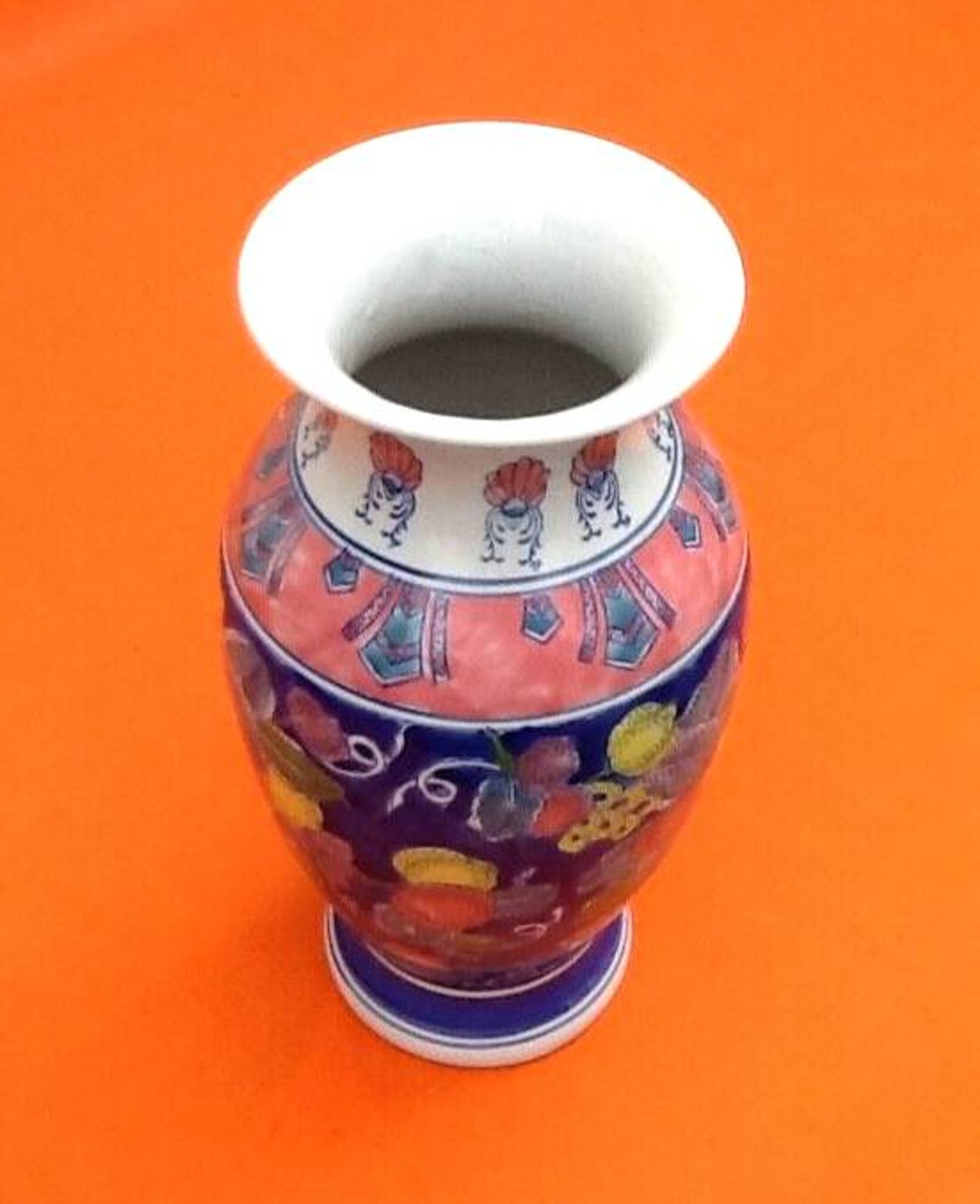 Baluster vase Polychrome ceramic Floral decoration