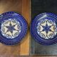 Pair of Quimper earthenware plates with pearl decoration from the 1950s.