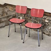 Paire de chaises en formica rose