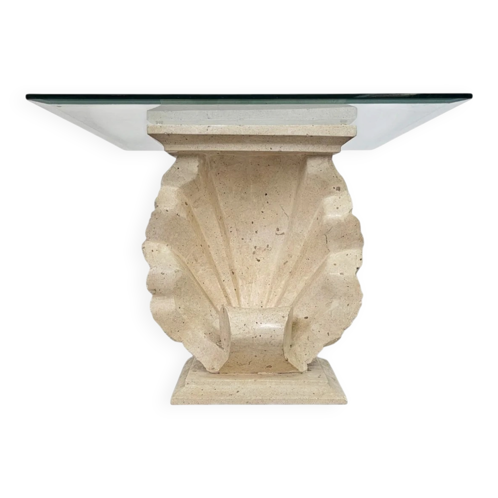 Magnussen Ponte shell-shaped console or table base with original glass top