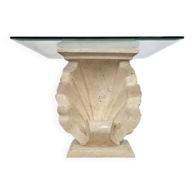 Console ou base de table en forme de coquillage Magnussen Ponte avec plateau en verre d'origine.