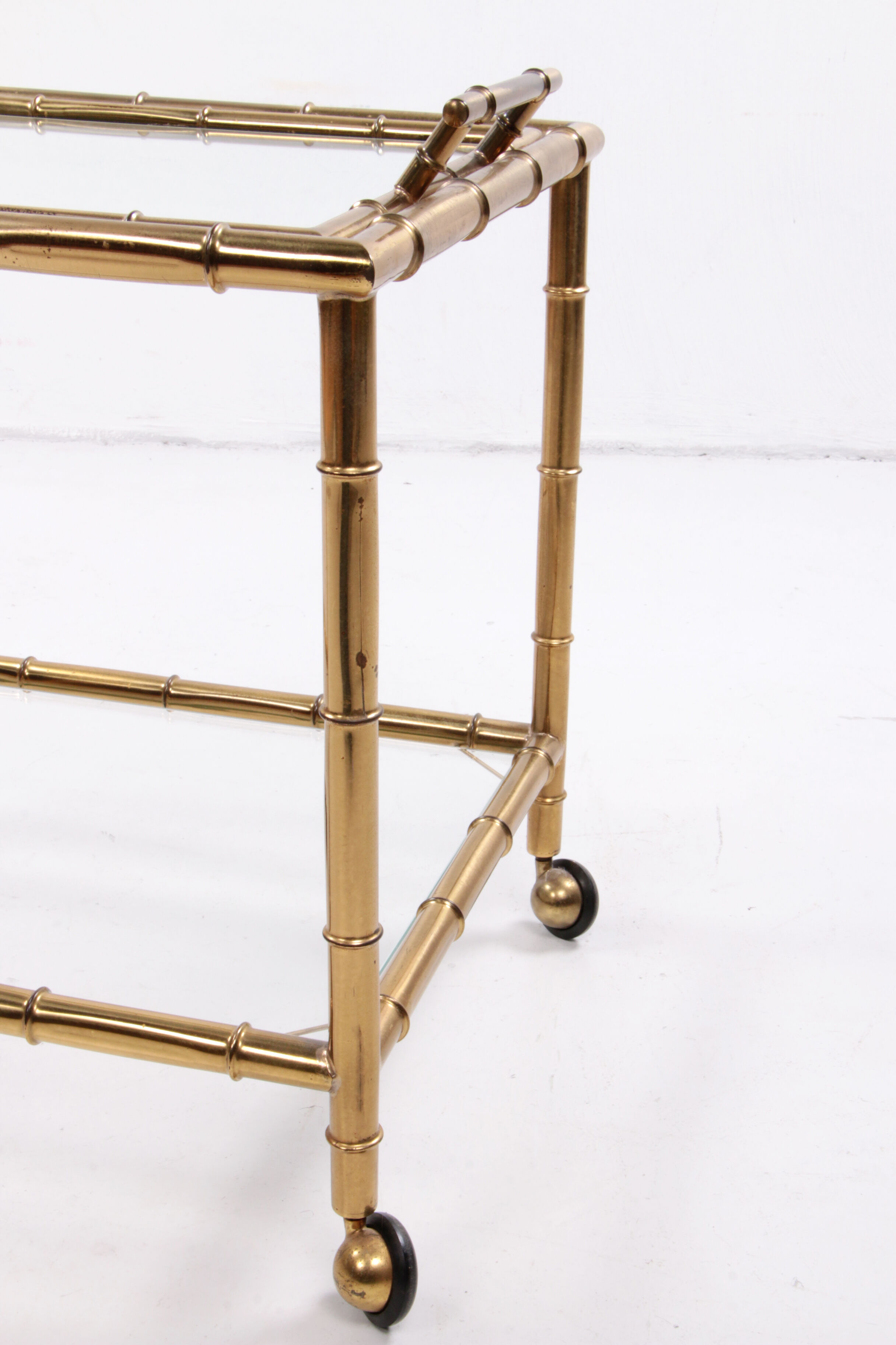 Bar trolley made of metal with bamboo motif with removable tray, 1970s