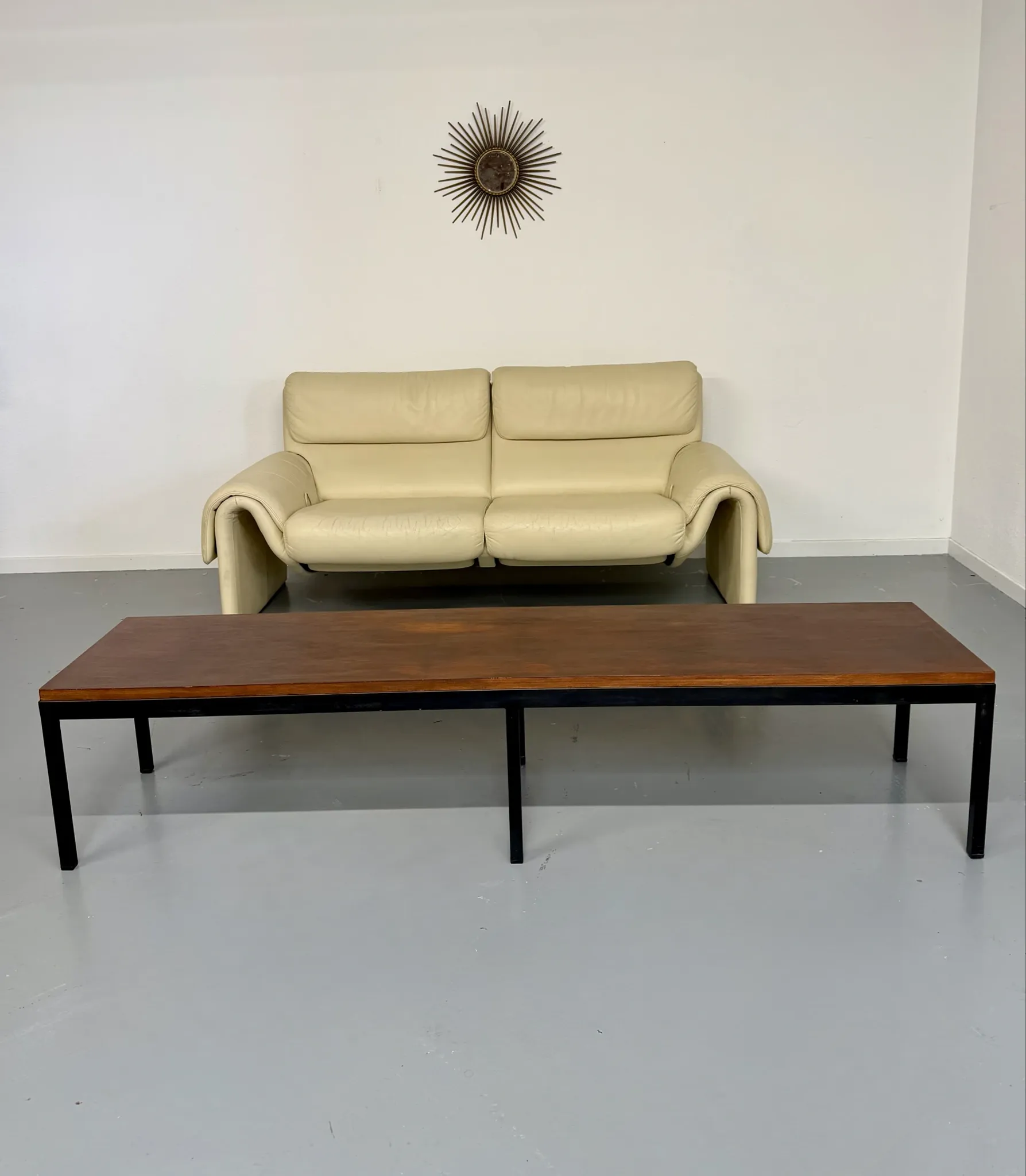 Large coffee table / modernist side table in wood and metal an60