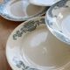Mismatched vintage flat plates in ironstone - Blue/green decor