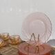 Dessert plate rosaline old pink glass 1960