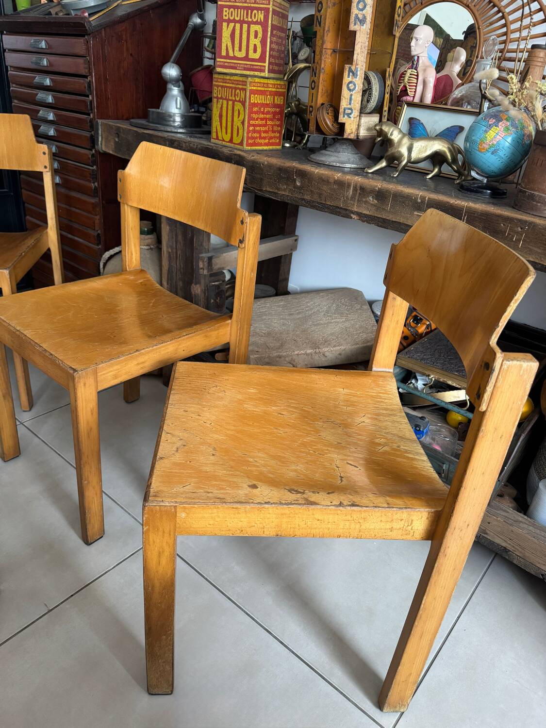 5 vintage stackable chairs — Rainer Schell Schlapp Möbel 1960s