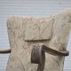 1960s, Danish armchair, beige/brown furniture fabric, carved oak wood.