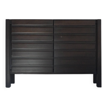 Buffet or sideboard with double doors made of Iroko wood.