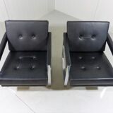 Hein Salomonson black leather lounge chairs 1968