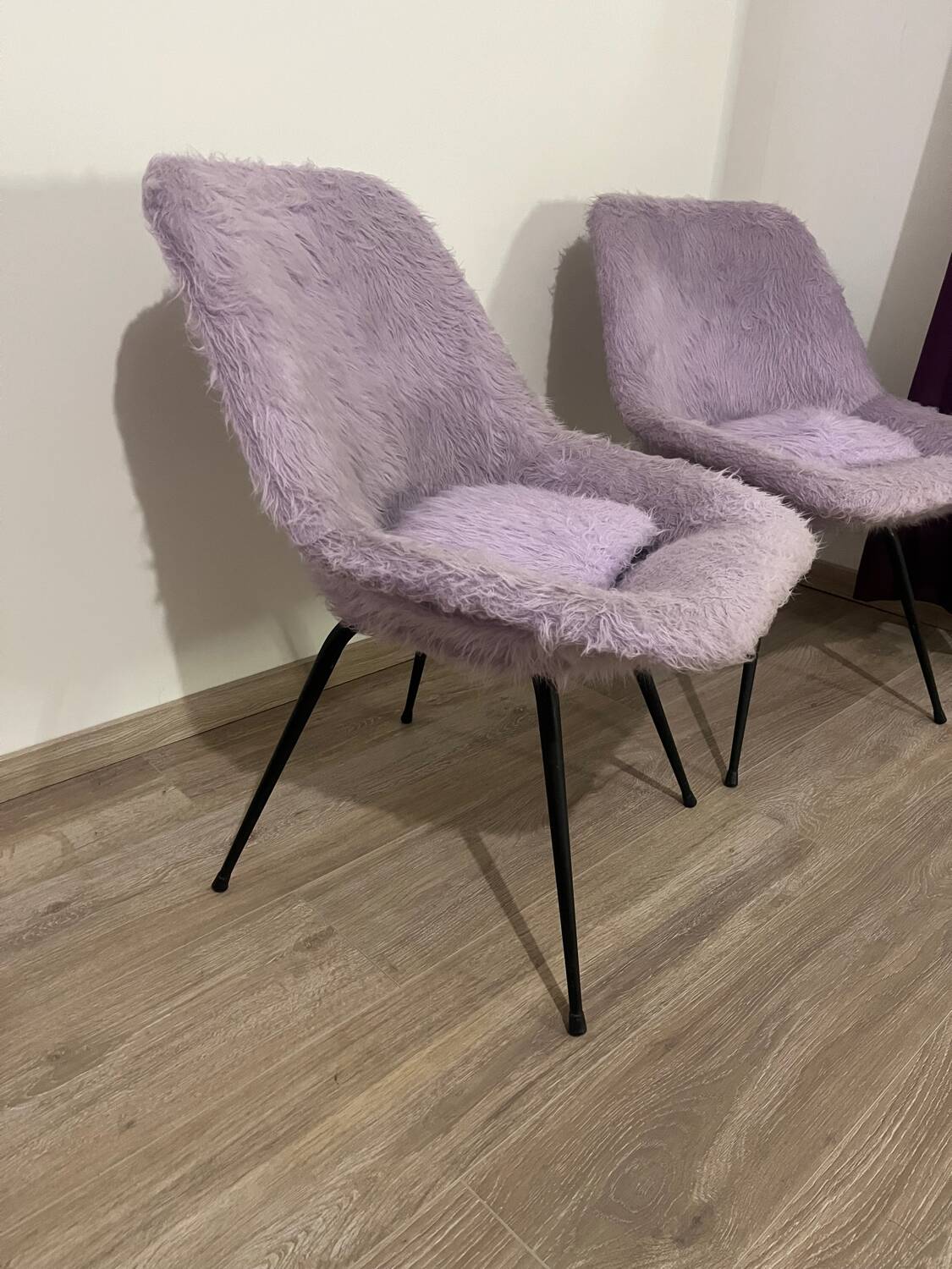 Pair of furry armchairs