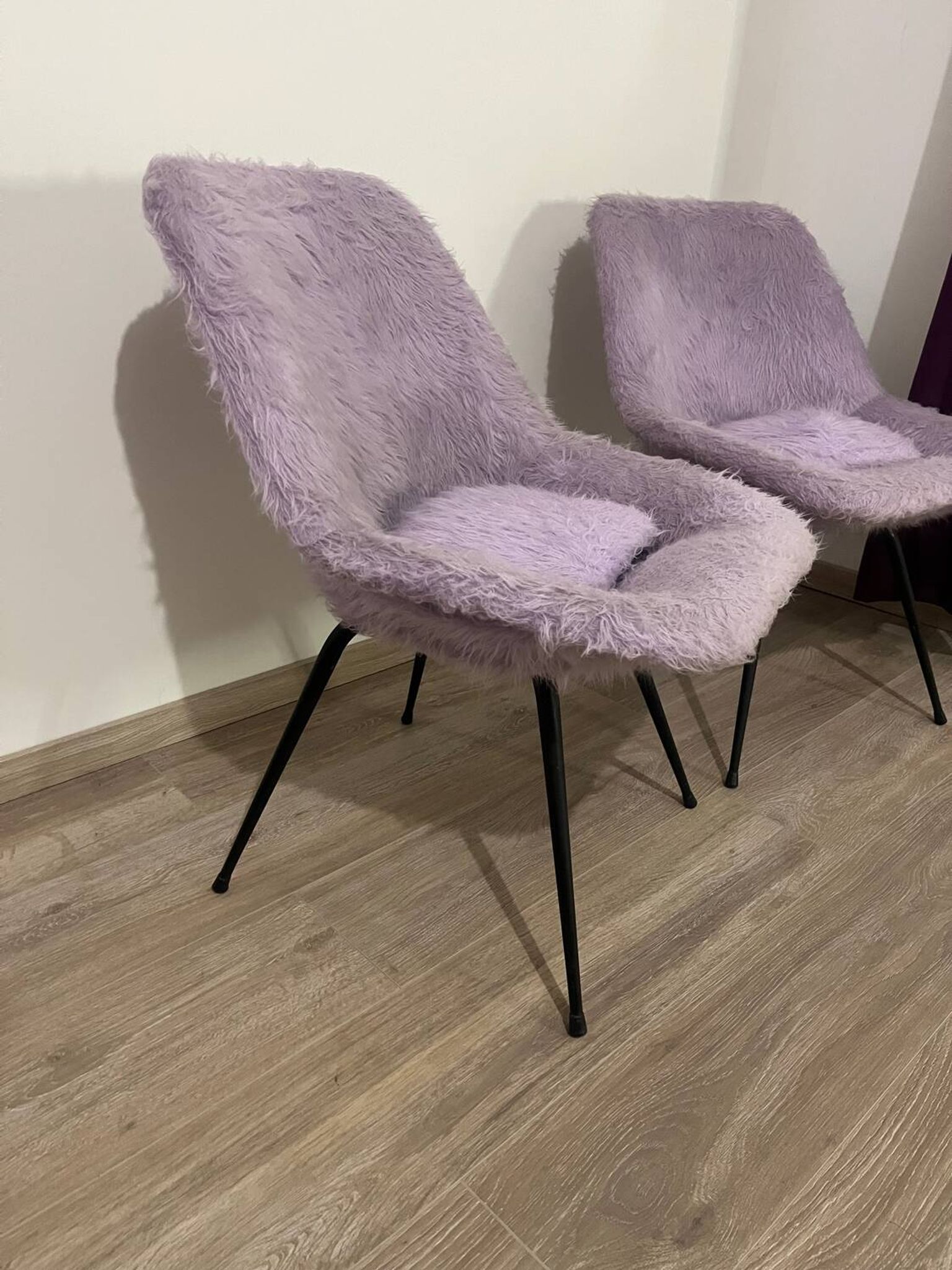 Pair of furry armchairs
