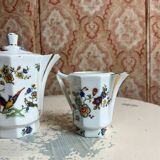 Limoges porcelain teapot/coffee pot and milk jug decorated with peacocks