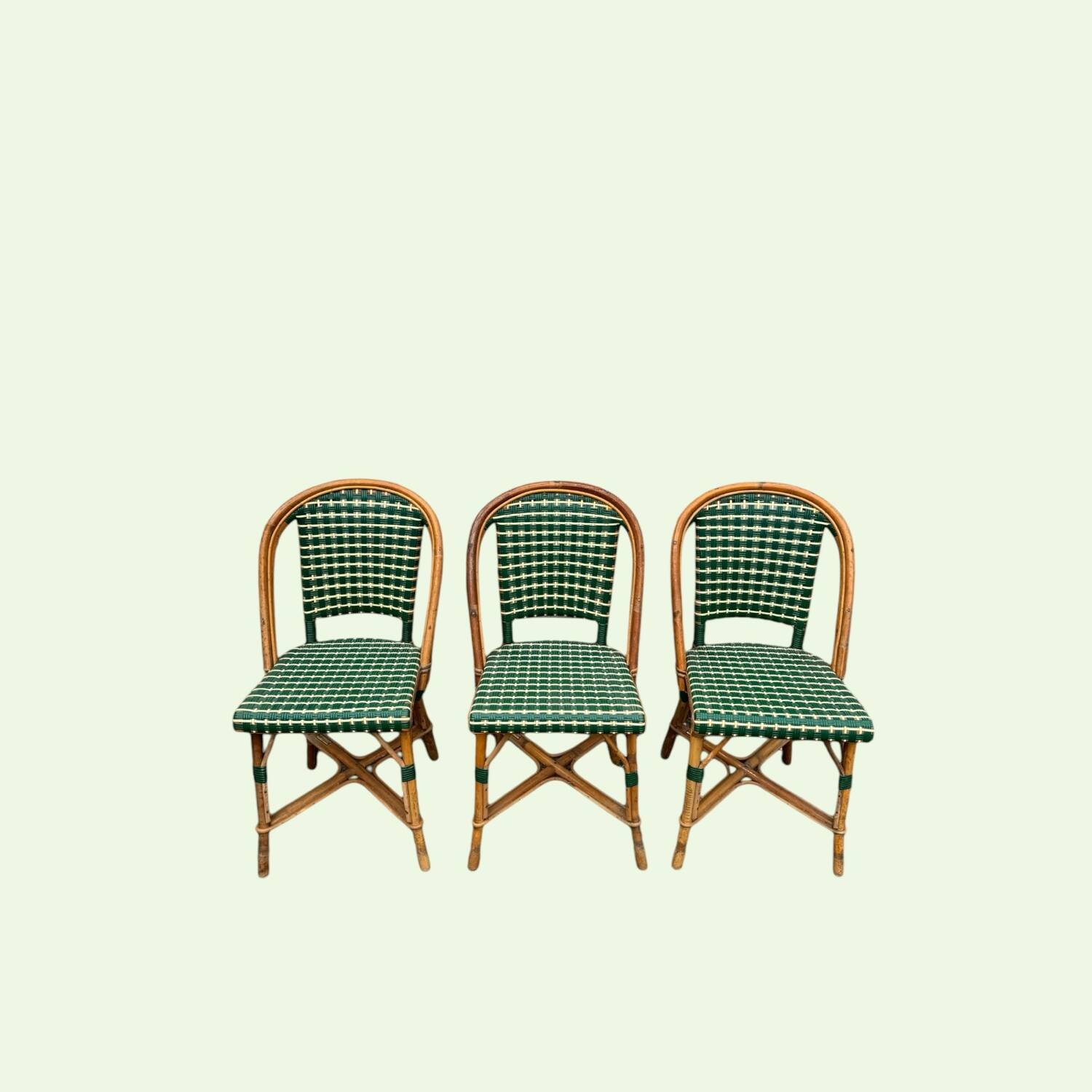 Set of 3 woven rattan bistro chairs Drucker SA