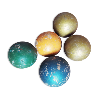 Colourful wooden, the batch of 5 old balls