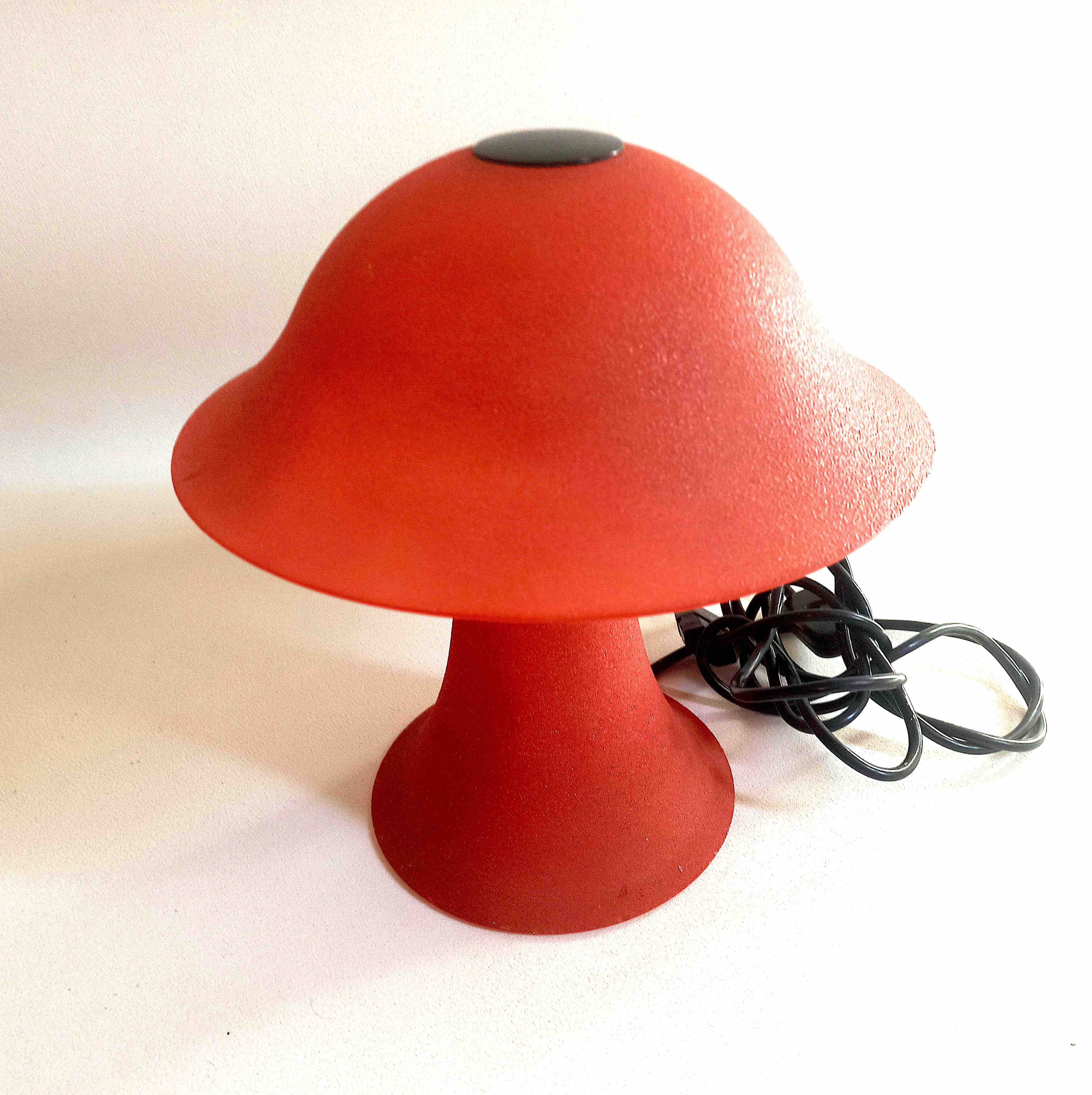 Vintage mushroom lamp red glass frosted effect