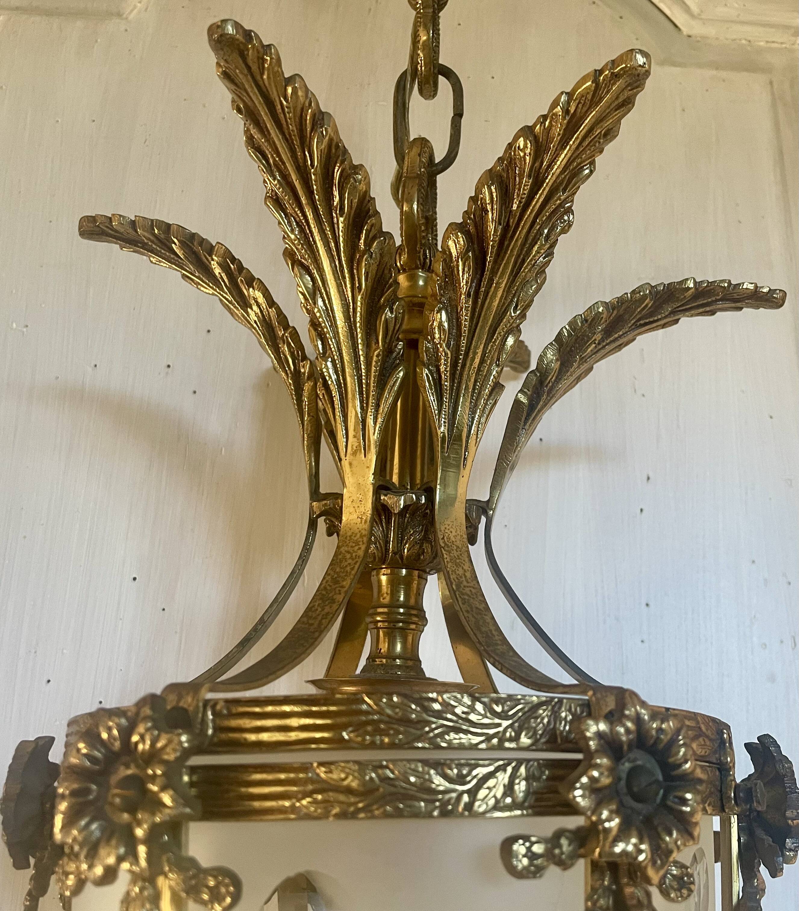 Bronze and polished glass suspension circa 1900