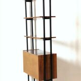 Modular storage cabinet and teak bookcase. Italy, 60s
