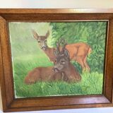 Animal painting deer doe oil on panel