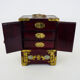 Chinese jewelry box in lacquered wood, jade and brass ornaments. Year 50 60