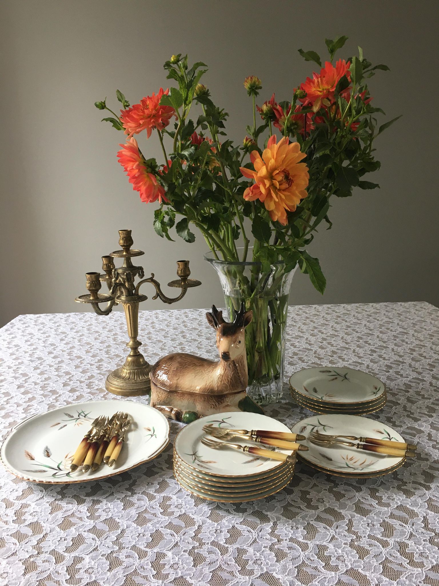 Service à dessert en porcelaine royale de luxe 1960