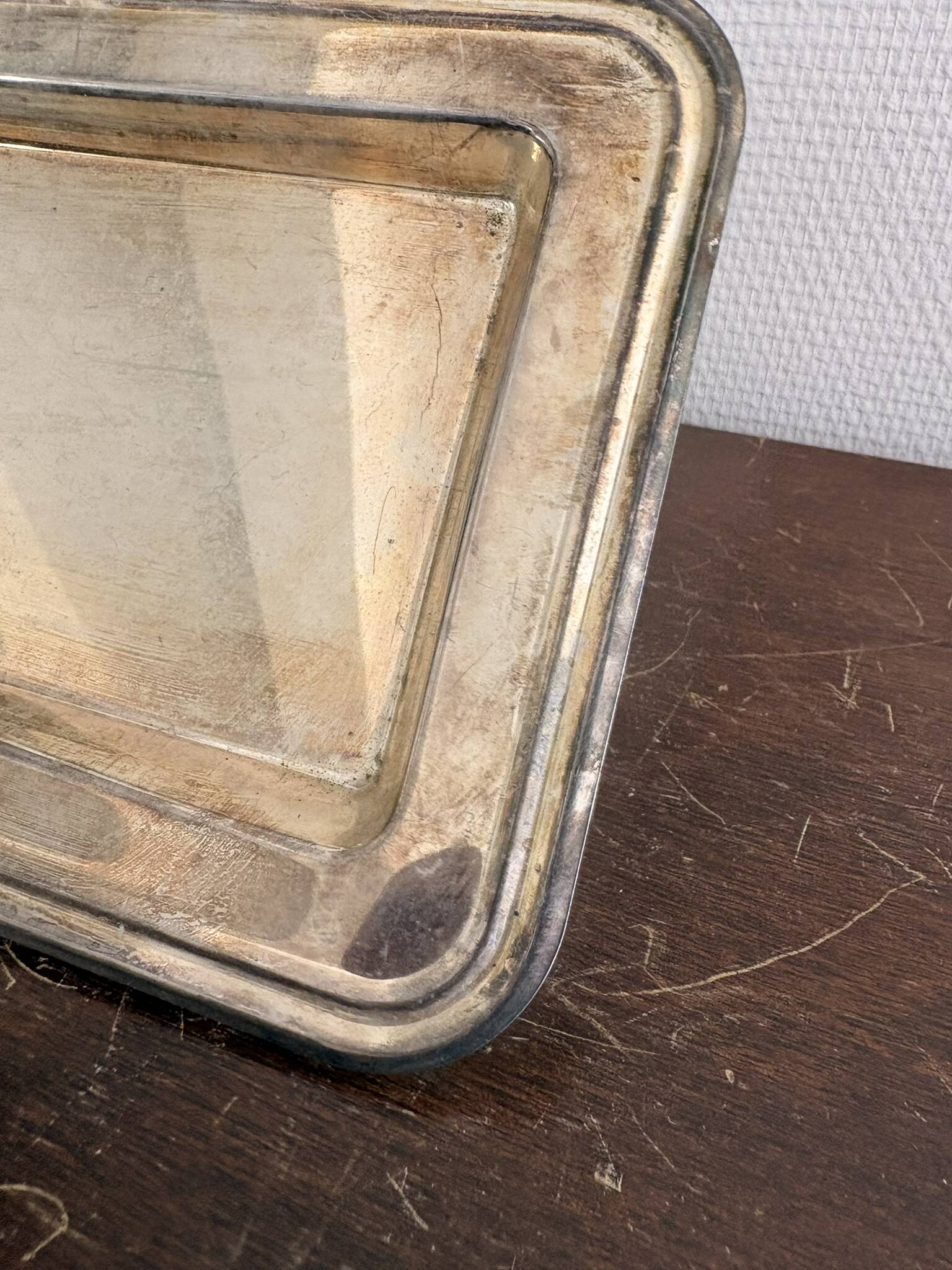 Antique Silver-Plated Metal Art Deco Serving Tray