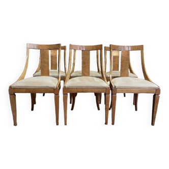 Suite de 6 chaises gondoles de style Empire