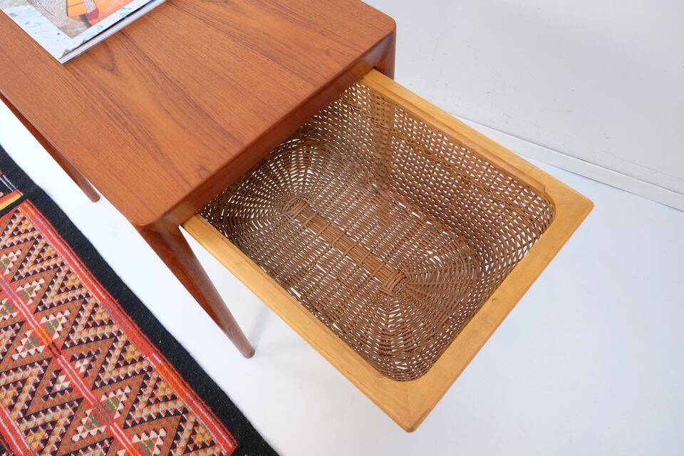 Mid-20th century Danish sewing table/side table in teak, Haslev Hansen
