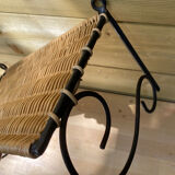 Wicker and metal shelf, 50s