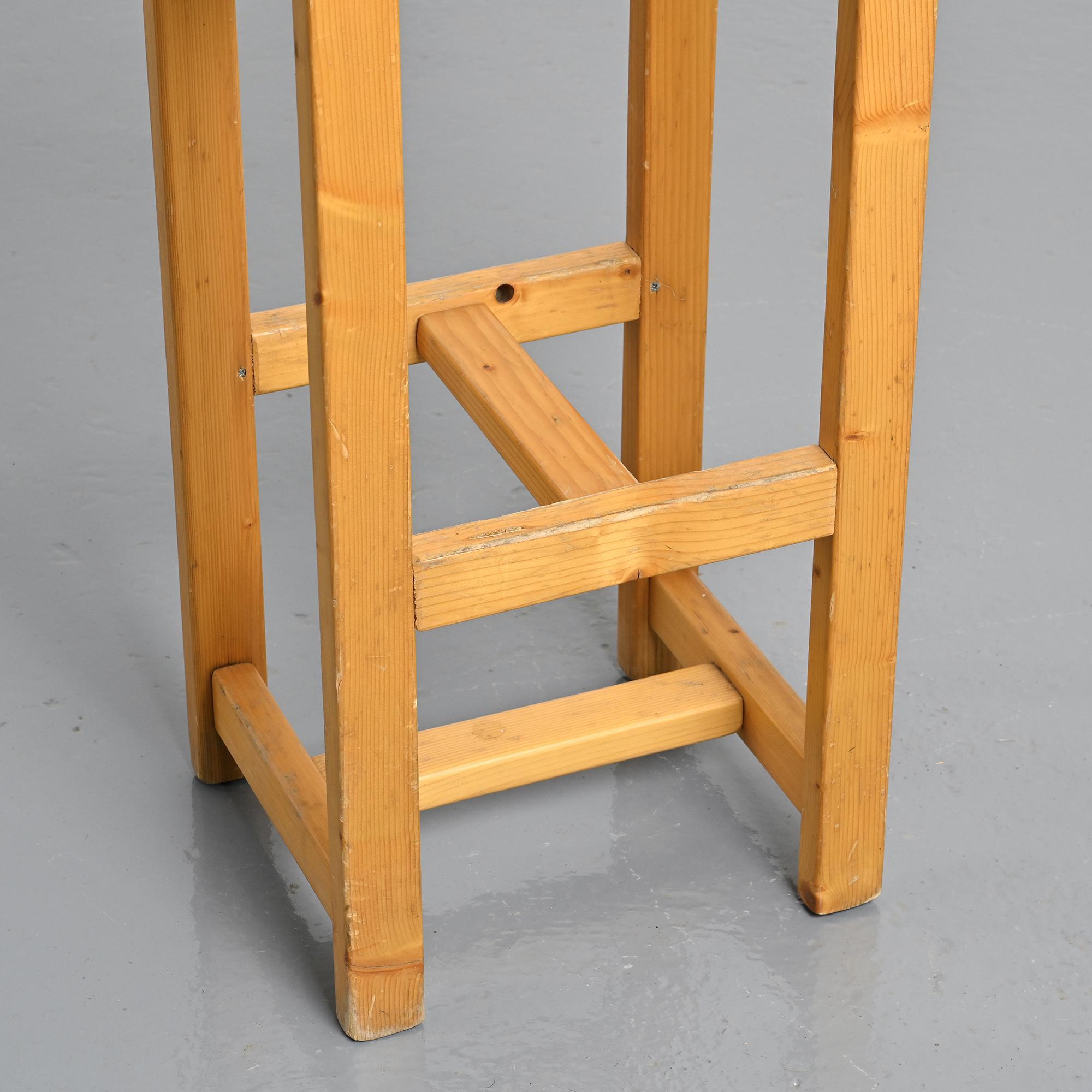 Solid pine bar stool, Maison Regain, 1970s