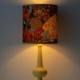 Lampe de table en céramique jaune espagnole, années 1960, abat-jour Liberty London rétro neuf