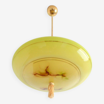 Vintage art deco yellow opaline washbasin pendant light